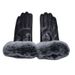 Women's Winter Leather Gloves With Fleece, Touchscreen, Rex Rabbit Fur Trim, Cycling, Cold-Proof, Warm, Sheepskin,_voghion.com