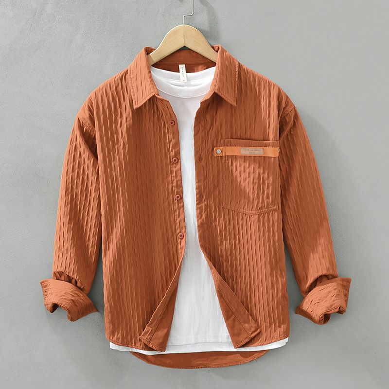6790 Japonska minimalistična majica z dolgimi rokavi za moške, udoben umetniški casual top z ohlapnim podstavkom za moška oblačila, enodelni za lase_voghion.com