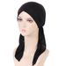 new curved solid color two tail turban hat simple turban hat chemotherapy hat_voghion.com
