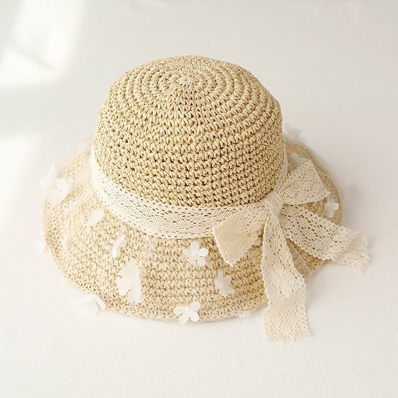 Plaj Güneş Şapkası İçi Boş Nefes Alabilen Hasır Şapka Çiçek Dantel Güneş Kremi Şapka Kadın_voghion.com