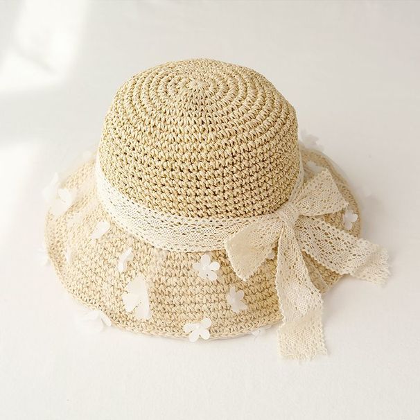 Plaj Güneş Şapkası İçi Boş Nefes Alabilen Hasır Şapka Çiçek Dantel Güneş Kremi Şapka Kadın_voghion.com