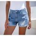 Damenbekleidung Jeans Hohe Taille Bequeme Slim Fit Modische Gerade Casual Denim Shorts_voghion.com