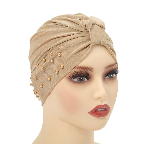 Jauna, ar kristāla linu rotāta, musulmaņu, vienkrāsaina, vienkārša turbāna cepure ar pērlītēm noliktavā_voghion.com