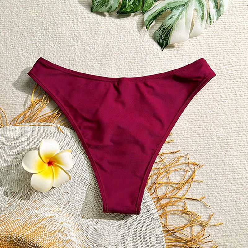 Foreign Trade Swimwear New European And American Sexy Bikini Solid Color Beach Swimsuit Female Triangle Bikini Swimming Trunks_voghion.com