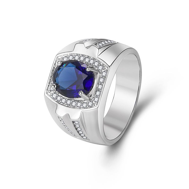 Kristall männer Mit Diamant Zirkon Meer Blau Ring Mode_voghion.com
