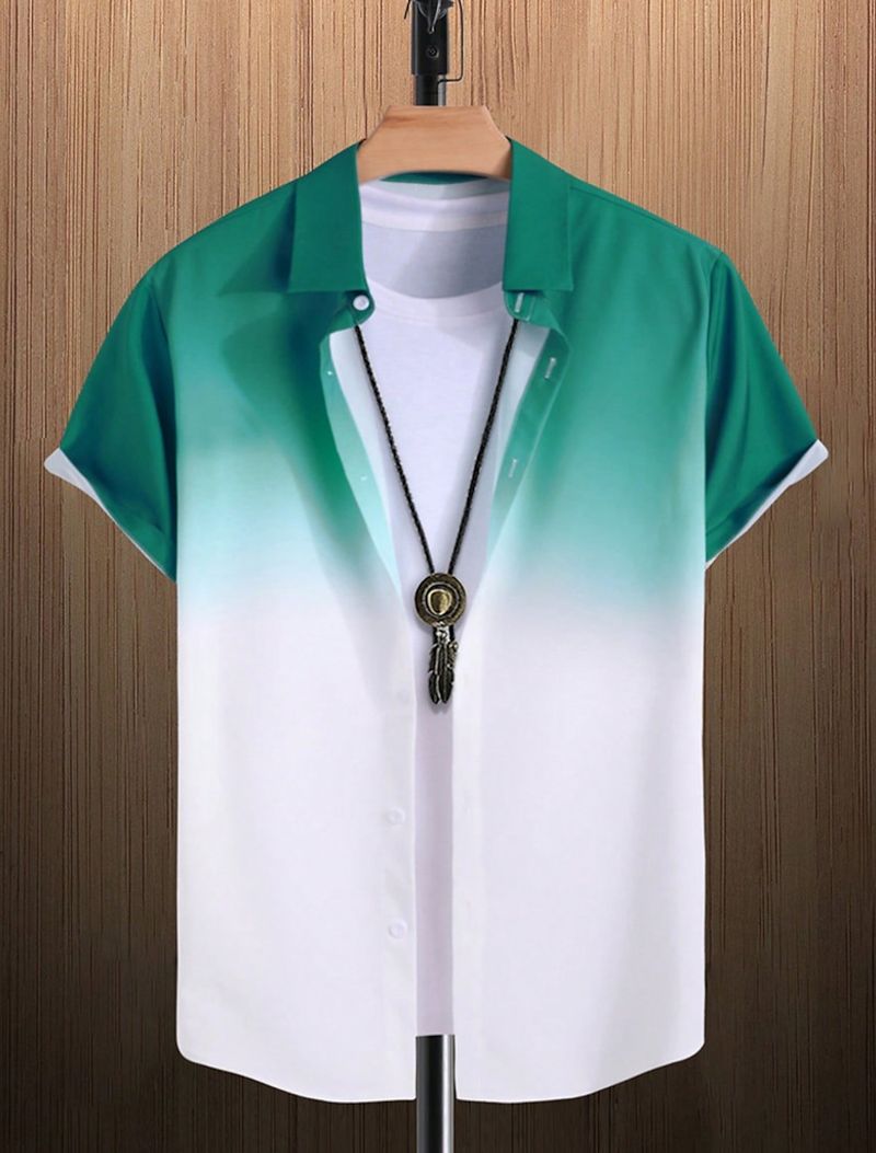 Chemises hawaïennes à manches courtes et boutons pour homme, tendance et décontractées, hauts dégradés, vêtements d'été_voghion.com