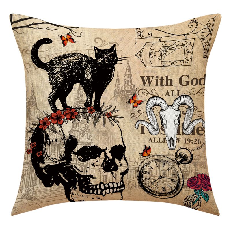 Halloween Living Room Sofa Atmosphere Horror Skull Home Pillow Case_voghion.com