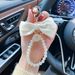 Creative Fashion Bow Camellia Pearl String Car Keychain Women's Bag Pendant Phone Charm_voghion.com