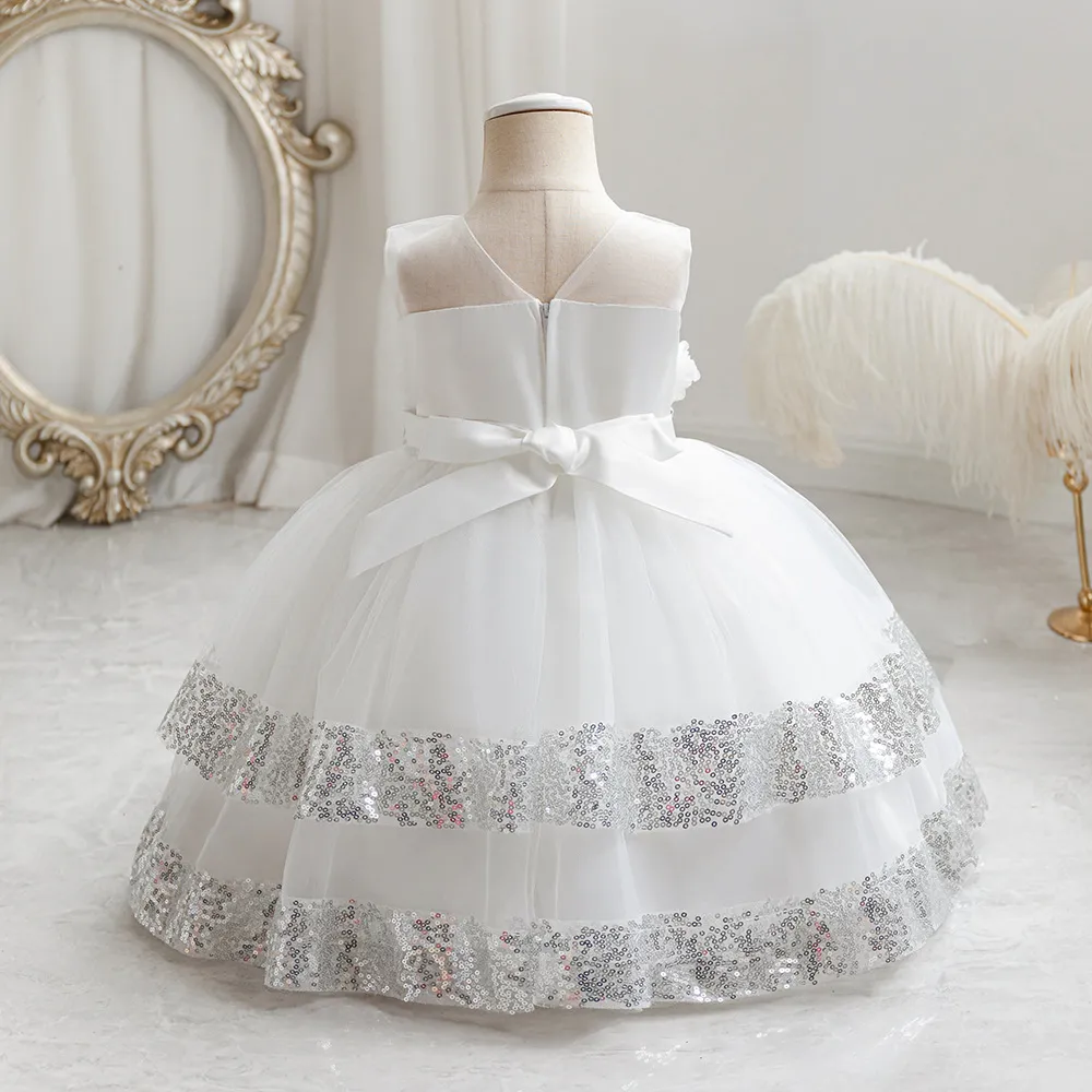 Kids Clothing baby party dress cross border foreign trade girl wedding dress children's celebration sequined mesh dress_voghion.com