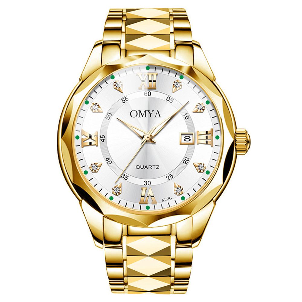 OMYA páros karóra 3ATM vízálló rozsdamentes acél naptáras kvarcóra dekoratív dizájnnal_voghion.com