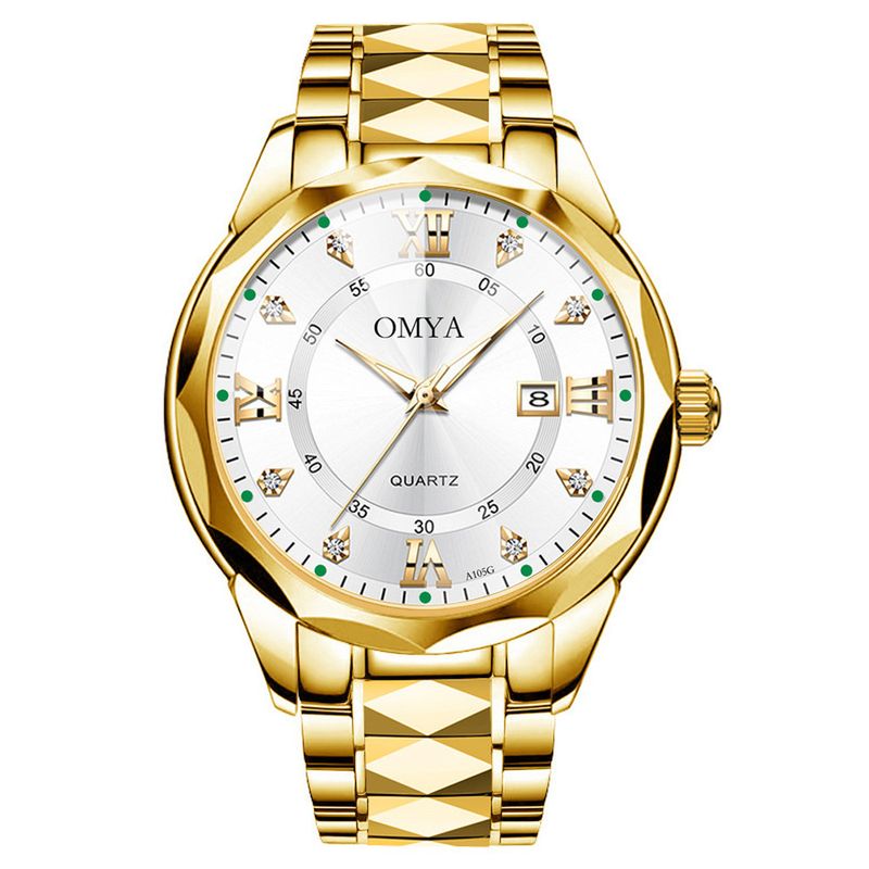 OMYA Couple Watch 3ATM Voděodolné nerezové ocelové kalendářní quartzové hodinky s dekorativním designem_voghion.com