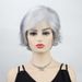 Synthetische Clip-in-Perücken Damen Kurz Lockig Silbergrau Oma Grau Reverse Curling Kopfschmuck Rose Network_voghion.com