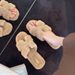 Platte, harige pantoffels voor dames, buitenkleding, herfst/winter 2025, nieuwe, veelzijdige, zachte, casual pantoffels met één bandje_voghion.com