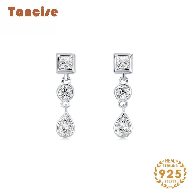 Tancise Orecchini pendenti con zirconi d'argento per le donne Regali per feste di matrimonio_voghion.com