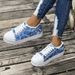 Foreign Trade Plus Size Women's European And American New Style Colorful Printed Low-top Canvas Lace-up Flat Single_voghion.com