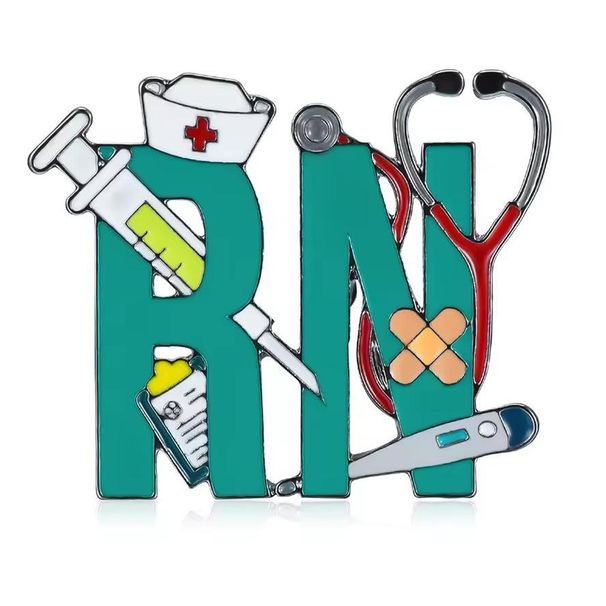 Broche de insignia de enfermera registrada, jeringa, termómetro, estetoscopio, accesorios de decoración para graduación del Día de la Enfermería_voghion.com