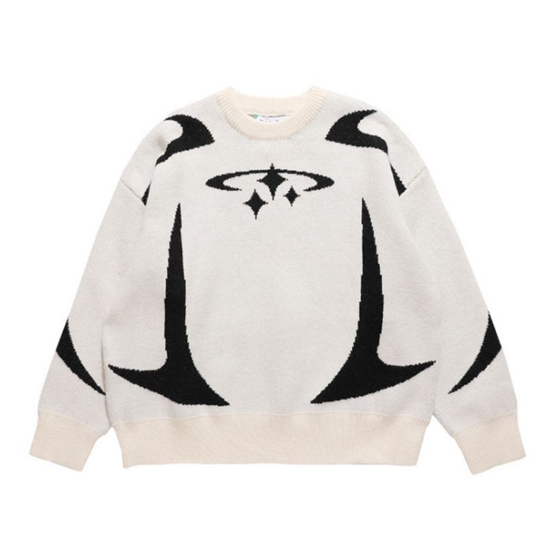 Suéter de punto de marca de moda para mujer, estilo Y2K, holgado, informal, versátil, con cuello redondo_voghion.com