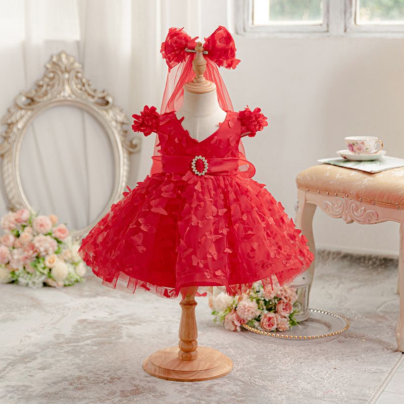 Commerce extérieur nouvelle robe de princesse douce, robe longue papillon élégante, robe pour enfants, robe de performance confortable, robe de princesse_voghion.com