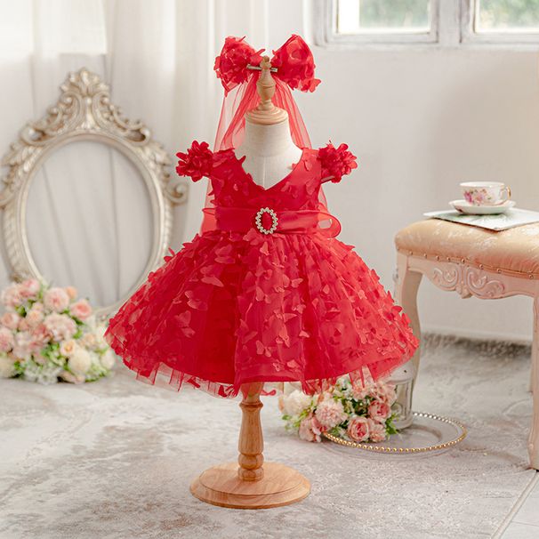 Commerce extérieur nouvelle robe de princesse douce, robe longue papillon élégante, robe pour enfants, robe de performance confortable, robe de princesse_voghion.com