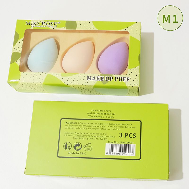 Conjunto de 3 esponjinhas de maquiagem MISS ROSE - Uso duplo (úmido/seco), não absorvente e sem silicone, formato ergonômico para aplicação perfeita de base_voghion.com