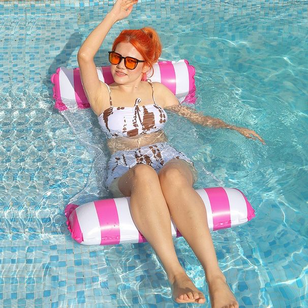 Neu Wasser Deck Stuhl Gestreiften Zwei-rohr Aufblasbare Hängematte Aufblasbare Wasser Schwimm Reihe_voghion.com