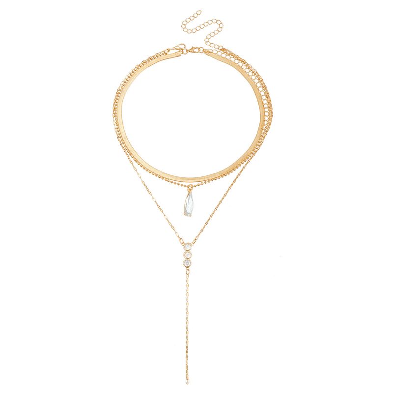 Ins Bohemian Retro Feng Shui Drop Snake Chain Collarbone Chain Personality Trend Multi-layer Necklace_voghion.com