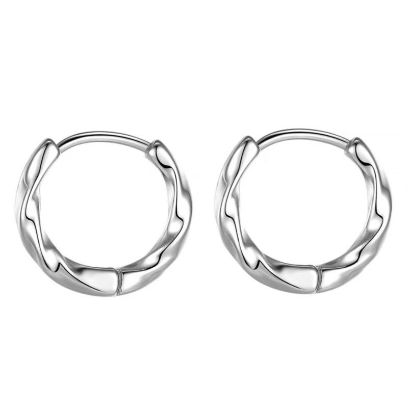 Men's & Women's Twisted Hoop Earrings For Ear Piercing - Hypoallergenic Silver-Plated Earrings For Cartilage & Lobe - 8mm/10mm/12mm/14mm_voghion.com