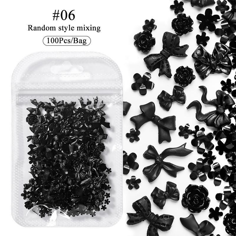 Rhinestones & DecorationsNail Art Aurora Bow Resin Jewelry New Hollow Bow Pearl Mixed Nail Art Bag Flowers_voghion.com