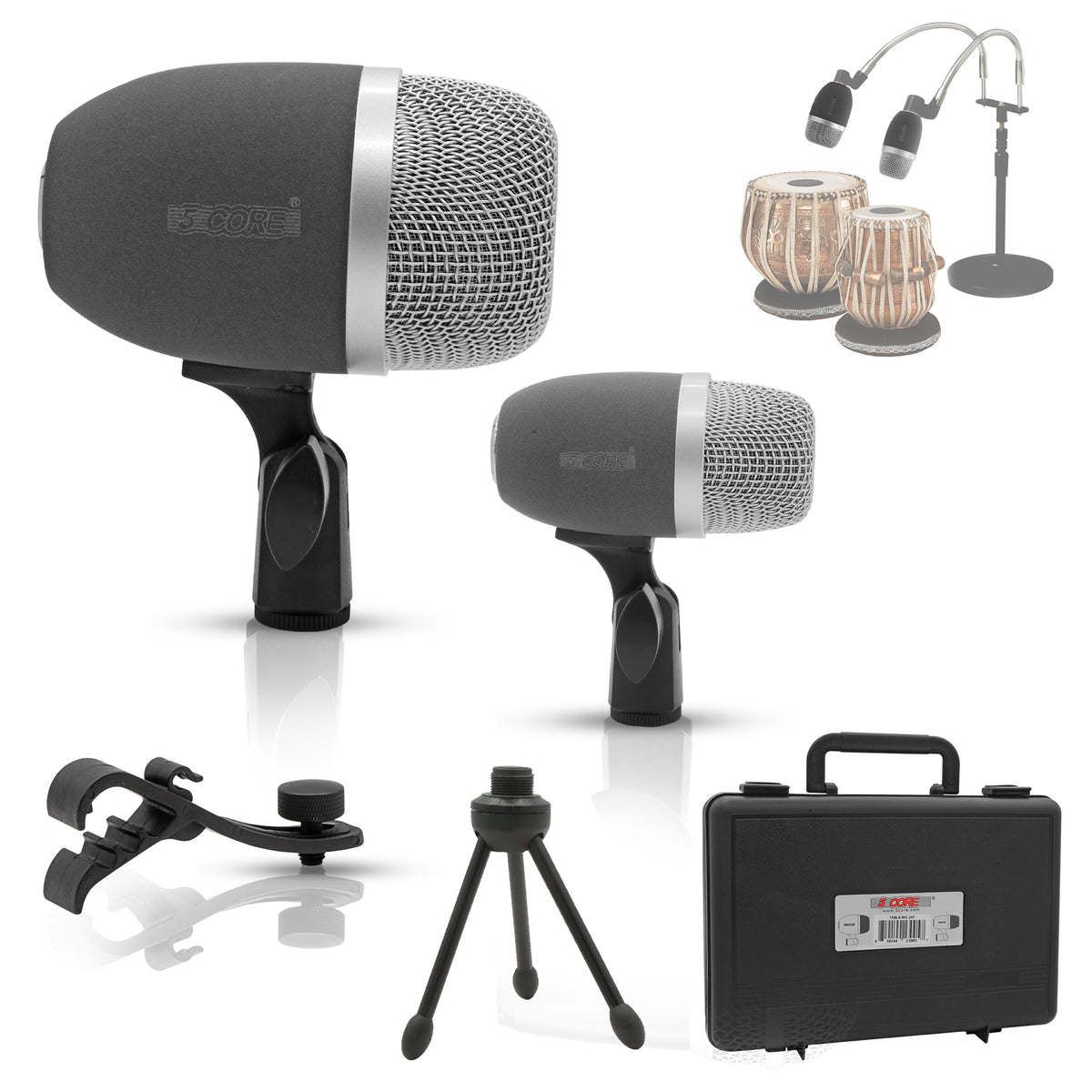 5 CORE Tabla Mic XLR Wired Uni Directional Snare Tom Kick Instrument Microphone with Dynamic Moving Coil Swivel Mount Steel Mesh Grille Included Mini _voghion.com
