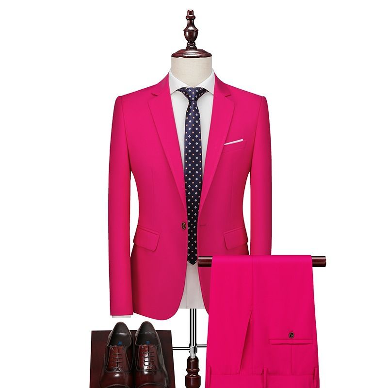 CT 2025 Frühling Herbst Neue Herren Business Slim Fit Revers Anzug Zweiteiliges Taschendekoration Plus Size Smoking Set_voghion.com