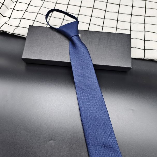 Cravatta da lavoro blu navy senza nodo con cerniera per uomo, 8 cm, da donna, per matrimoni formali, esibizioni corali_voghion.com