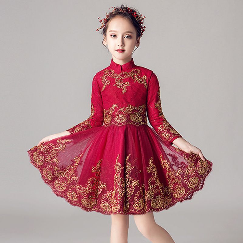 Παιδικά Ρούχα Παιδικό φόρεμα πριγκίπισσας για κορίτσια με αφράτο νήμα, στολή λουλουδιών για κορίτσια με πιάνο, μικρό βραδινό φόρεμα για οικοδέσποινα, κομψό χειμωνιάτικο_voghion.com