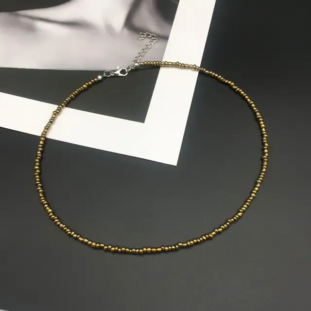 Pronto Stock OMY semplice girocollo moda perline di semi collana di donne ragazza per festa spiaggia viaggio gioielli alla moda_voghion.com