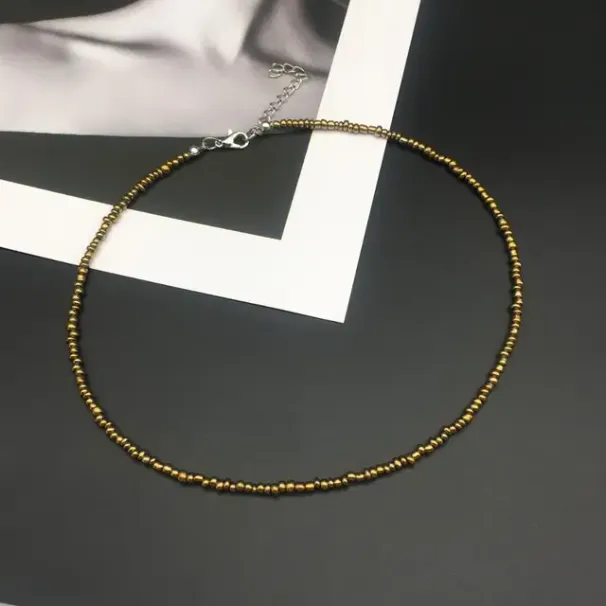 Pronto Stock OMY semplice girocollo moda perline di semi collana di donne ragazza per festa spiaggia viaggio gioielli alla moda_voghion.com