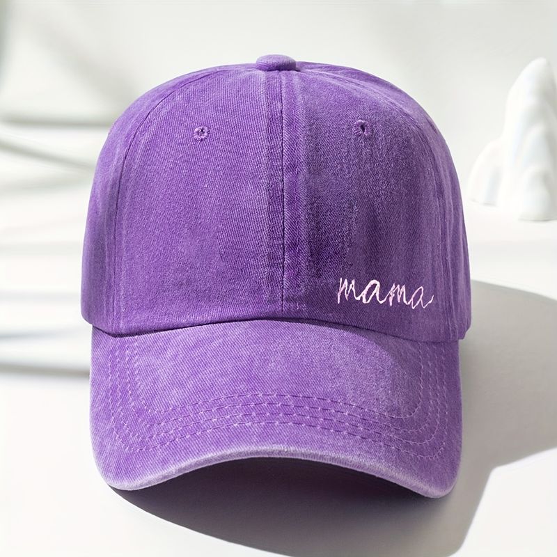 Mama Embroidery Simple Baseball Cap Candy Color Washed Distressed Sun Hat Outdoor Sports Dad Hats For Women Men_voghion.com