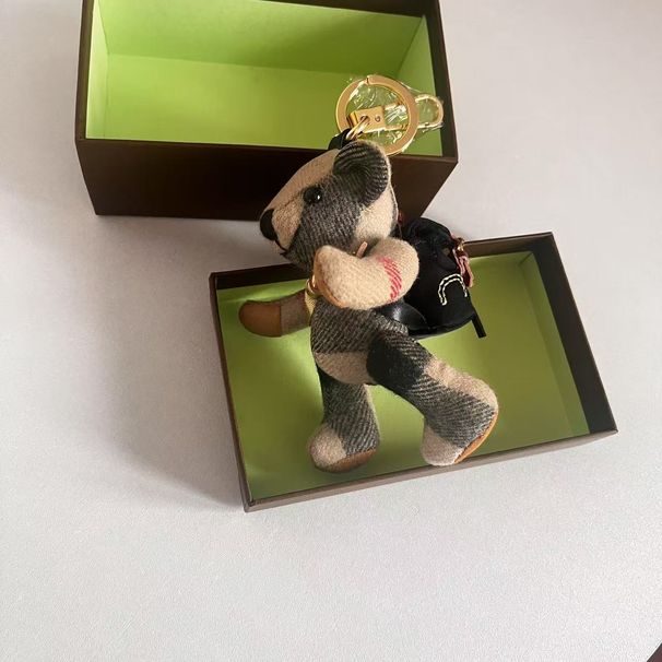 High-End-Kaschmir Plaid Teddy Rucksack Bär Geburtstagsgeschenk Auto Schlüsselanhänger Damen Tasche Anhänger_voghion.com