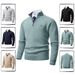 Suéter de punto con media cremallera y cuello alto para hombre, elegante suéter de punto con media cremallera, corte entallado, manga larga, informal, moda de otoño e invierno._voghion.com