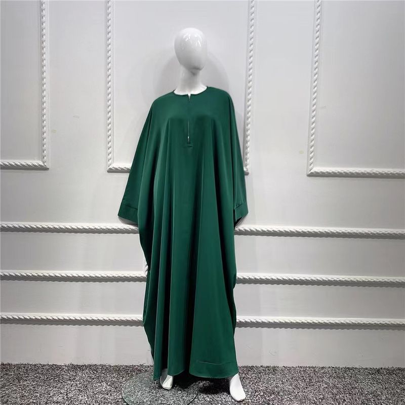 Women's dress full of solid color bat-sleeve robe plus-size dress_voghion.com