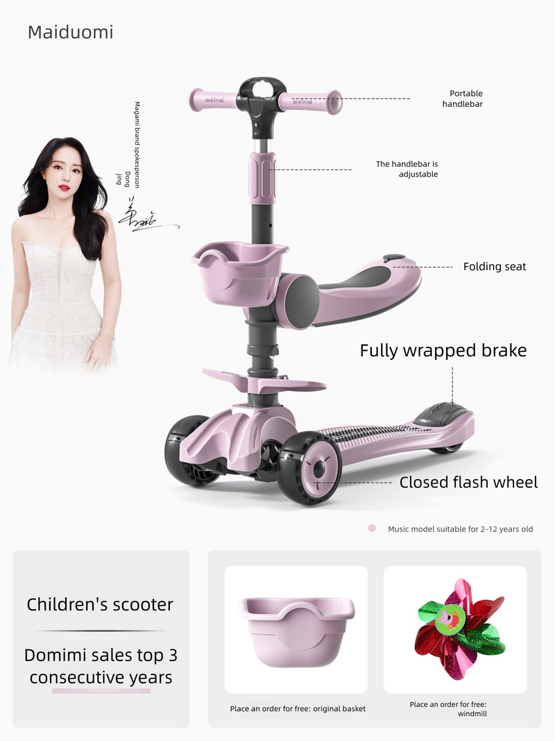 Maidomi For Children 3-6-12-10-15 Boys And Girls Big Kids Baby Rideable Sliding Scooter_voghion.com