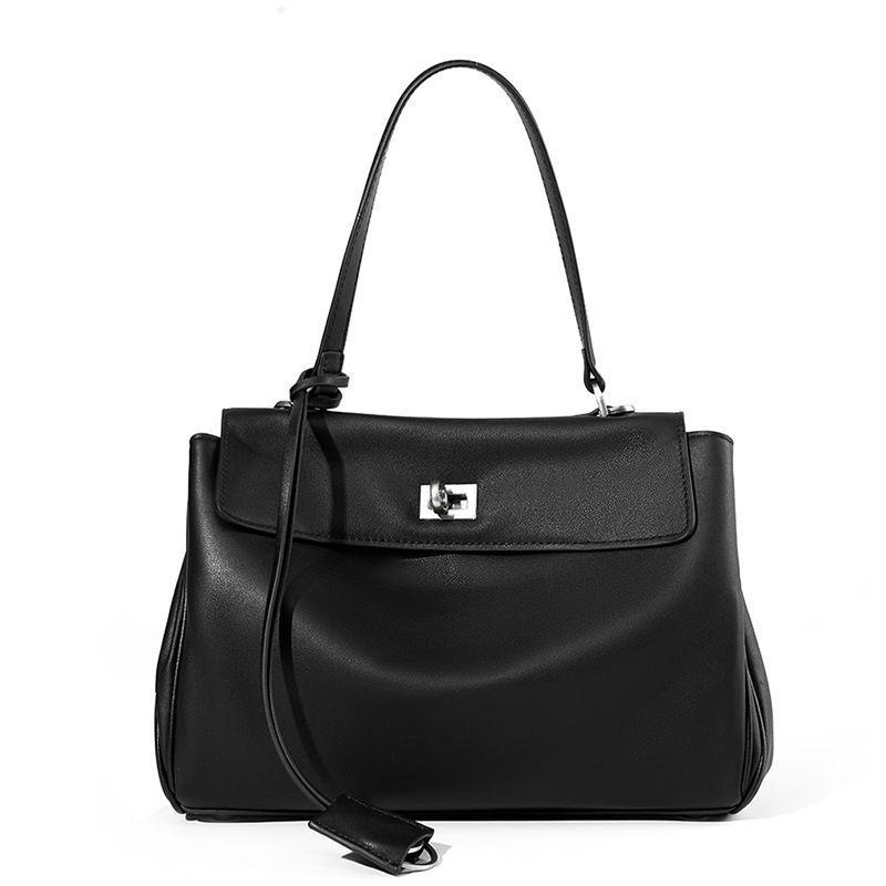 Tote Bag Large Capacity Smooth Calfskin Single Shoulder Handle Lock Commuter Underarm Bag_voghion.com