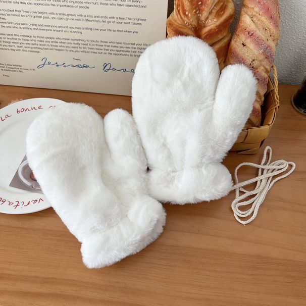 Tableau lumineux blanc pur, peluche, gants d'hiver portables unisexes à monter soi-même, coupe-vent et chauds à suspendre au cou_voghion.com