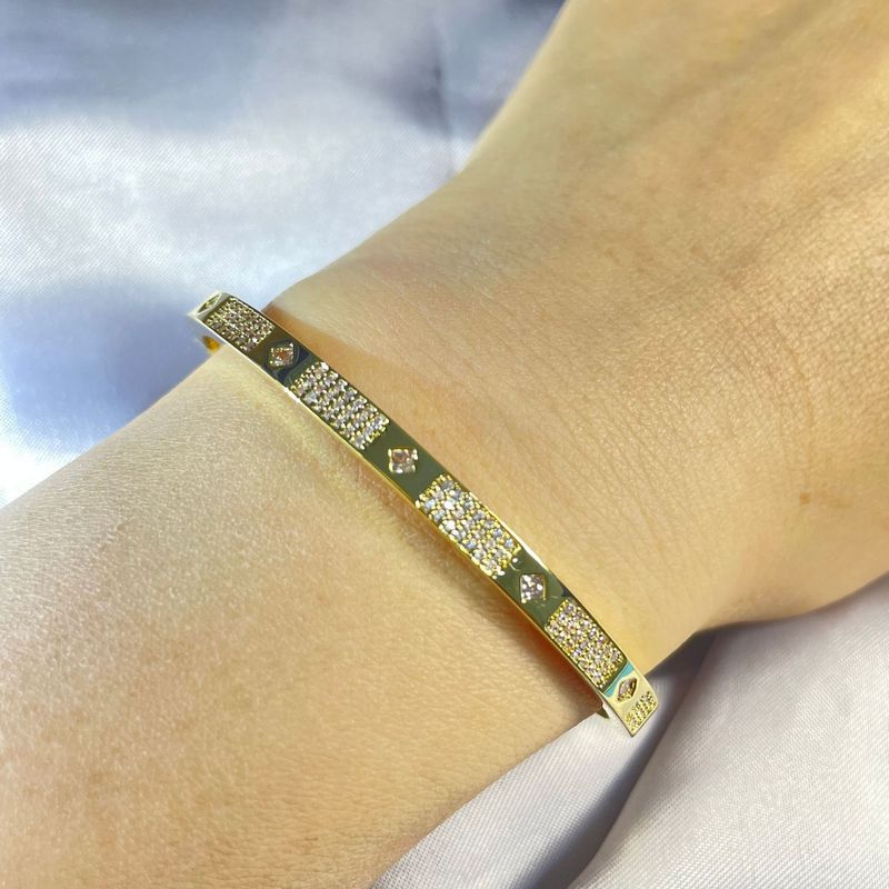 Bracciale con cielo stellato aperto a forma di C di F Brand per donna, gioiello semplice, versatile e di alta qualità con intarsi in zirconi._voghion.com