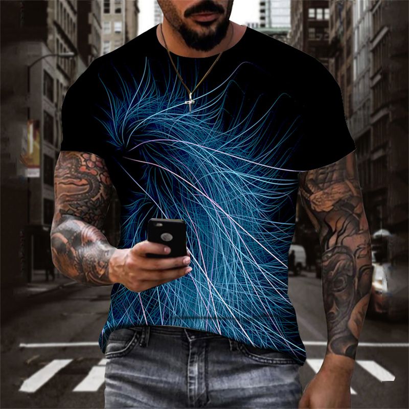 Neues Herren-T-Shirt 3D-gedrucktes Kurzarm-Sommer-T-Shirt mit übergroßem Persönlichkeits-Modemuster_voghion.com