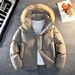 Herren Winter PU Lederjacke mit Kunstfellkapuze - Warmer Steppmantel für lässiges Outfit (Weiß, Grau, Schwarz) | Größen M-3XL_voghion.com