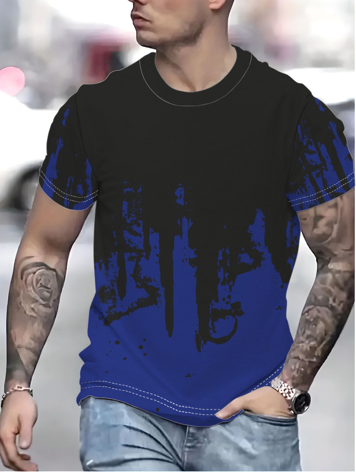 Herenkleding Plus Size Zomer Nieuw Cool Graffiti Verf Stijl Casual Dagelijks Ronde Hals T-shirt_voghion.com