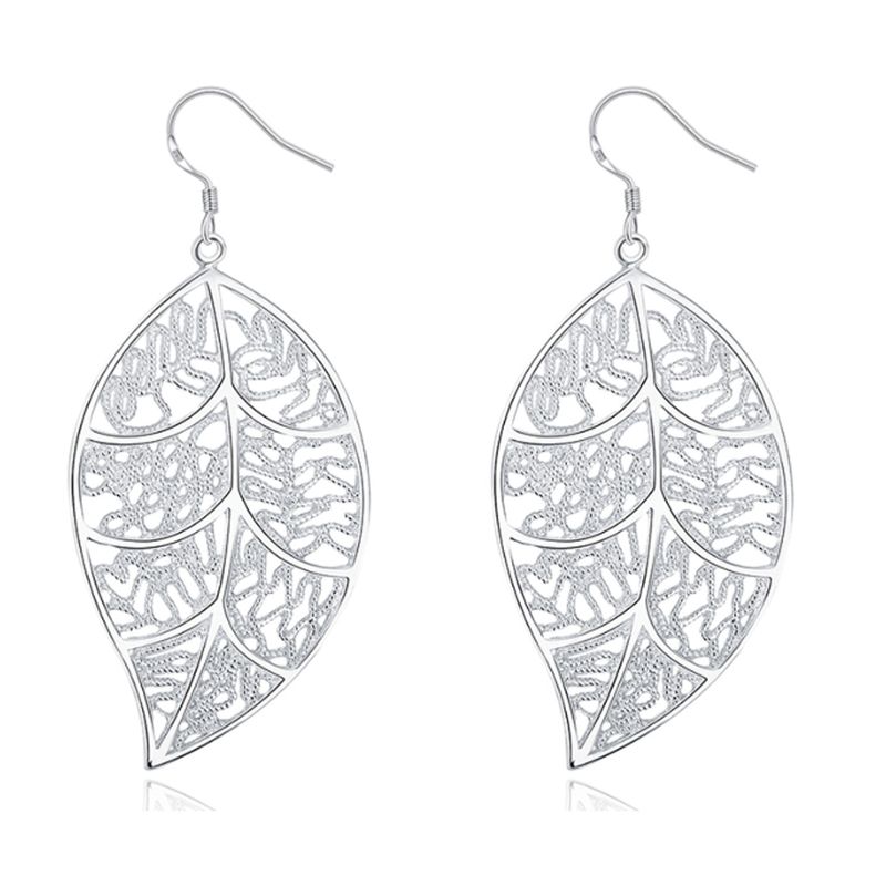 Sterling VENUS Silber Mode Blatt Anhänger Ohrringe Frauen Hochzeit Verlobung Schmuck Bestes Geschenk Weihnachten Gi_voghion.com