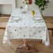 Waterproof & Stain-Resistant Cotton Linen Tablecloth – Boho Chic Embroidery, Vintage Floral Design For Dining Table, Desk, Coffee Shop_voghion.com