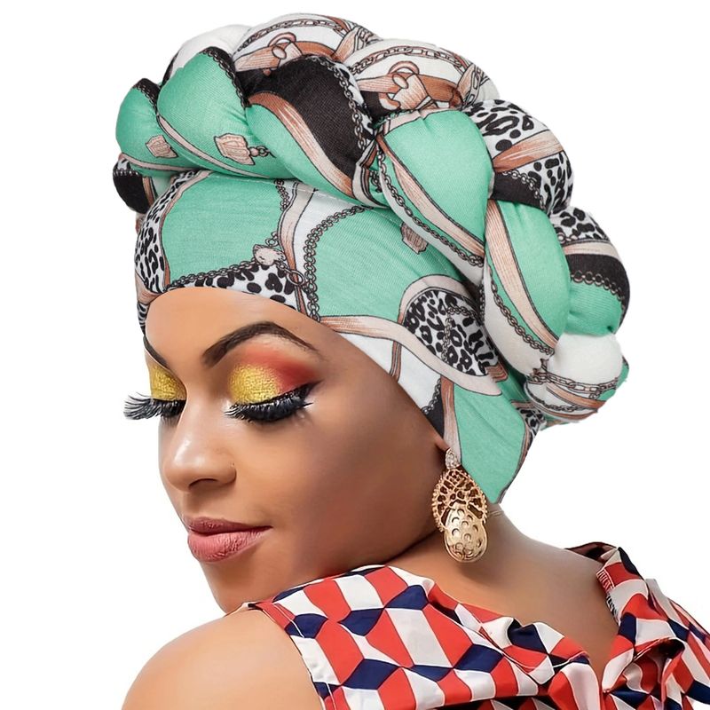 new style printed big braided head cap African fashion exaggerated style braided head cap_voghion.com