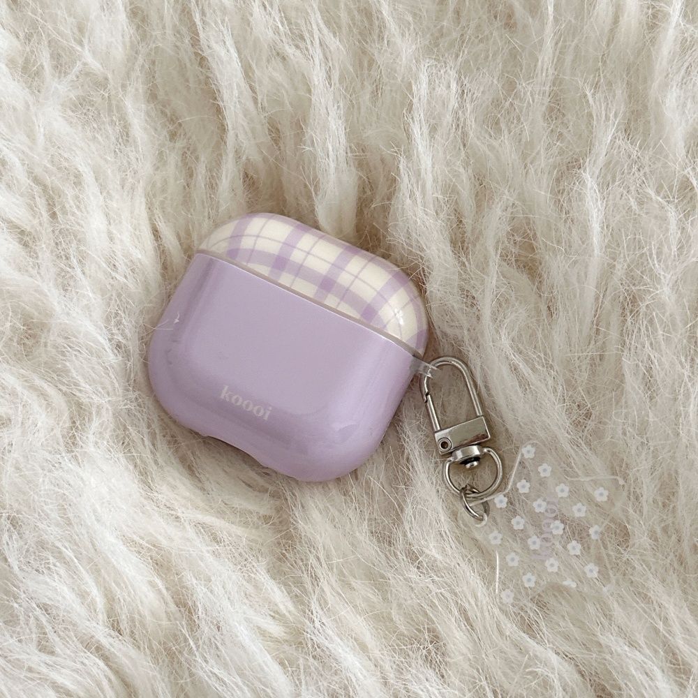 Geruite paarse hanger Airpods4/3 oordopjes beschermhoesje 2pro tweede en derde generatie nieuwe modellen zijn geschikt voor Apple Wireless_voghion.com