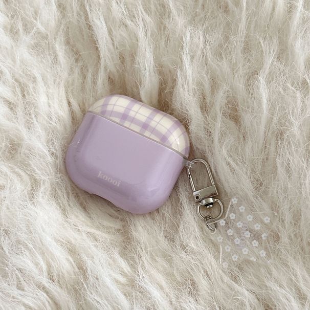 Geruite paarse hanger Airpods4/3 oordopjes beschermhoesje 2pro tweede en derde generatie nieuwe modellen zijn geschikt voor Apple Wireless_voghion.com
